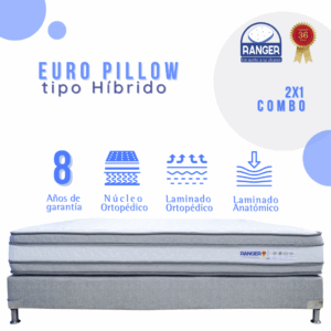 Combo Euro Pillow Tipo Híbrido 8 Años 120 x 190