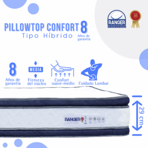 Pillowtop Confort Tipo Híbrido 8 Años 120 x 190