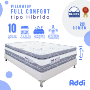 Combo Full Confort Tipo Híbrido 10 Años 140 x 190